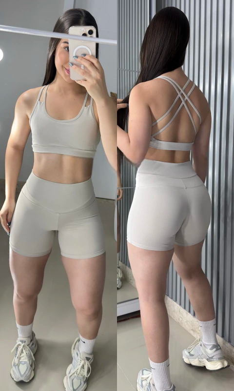 Conjunto Estrelar de short poliamida premium costas cruzadas